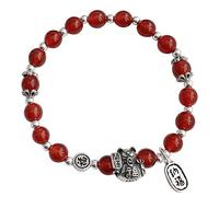GGYTMQL Feng Shui Amulet Wealth Bracciale Red Natural Agata S925 Perle d'Argento Sterling Charms Regali Cinesi per attrarre Denaro per buona Fortuna Coraggio Porta prosperità Cinnabar