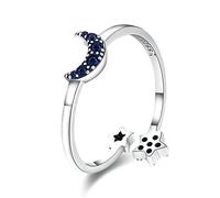 GGYTMQL Fillaling Blue Moon Star Clear Finger Rings for Women Wedding Engagement Jewelry