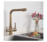 GGYTMQL Filtro Cucina Rubinetto bevendo Acqua Pura in Oro Nero Rubinetto Cucina Doppia Maniglia a Sette Lettere 360 Rotazione Calda e Fredda (Antico)