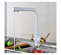 GGYTMQL Filtro Cucina Rubinetto bevendo Acqua Pura in Oro Nero Rubinetto Cucina Doppia Maniglia a Sette Lettere 360 Rotazione Calda e Fredda (Antico)