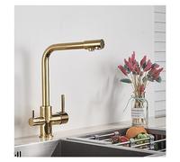 GGYTMQL Filtro Cucina Rubinetto bevendo Acqua Pura in Oro Nero Rubinetto Cucina Doppia Maniglia a Sette Lettere 360 Rotazione Calda e Fredda (Antico)