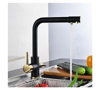 GGYTMQL Filtro Cucina Rubinetto bevendo Acqua Pura in Oro Nero Rubinetto Cucina Doppia Maniglia a Sette Lettere 360 Rotazione Calda e Fredda (Antico)