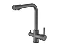 GGYTMQL Filtro Cucina Rubinetto bevendo Acqua Pura in Oro Nero Rubinetto Cucina Doppia Maniglia a Sette Lettere 360 Rotazione Calda e Fredda (Antico)