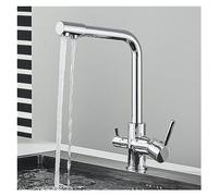 GGYTMQL Filtro Cucina Rubinetto bevendo Acqua Pura in Oro Nero Rubinetto Cucina Doppia Maniglia a Sette Lettere 360 Rotazione Calda e Fredda (Antico)