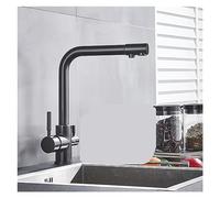 GGYTMQL Filtro Cucina Rubinetto bevendo Acqua Pura in Oro Nero Rubinetto Cucina Doppia Maniglia a Sette Lettere 360 Rotazione Calda e Fredda (Antico)