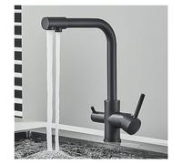 GGYTMQL Filtro Cucina Rubinetto bevendo Acqua Pura in Oro Nero Rubinetto Cucina Doppia Maniglia a Sette Lettere 360 Rotazione Calda e Fredda (Antico)