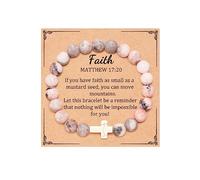 GGYTMQL First Communion Regali Fede Croce Bracciale Christian Gifts for Women Healing Crystal Natural Stone Cross Bracciale Conferma Regali di gioielli religiosi per donne