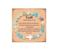 GGYTMQL First Communion Regali Fede Croce Bracciale Christian Gifts for Women Healing Crystal Natural Stone Cross Bracciale Conferma Regali di gioielli religiosi per donne