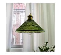 GGYTMQL Fissaggi a Ciondolo a LED LED in Vetro retrò Cucina Camera da Letto in Rame Arredamento per la casa Sospensione della Lampada per Appendere (Verde, 25 * 21 cm)