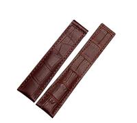 GGYTMQL Genuina Fascia d'oro della Pelle di Vacca per Carrera Lincoln 19mm 20mm 22mm Marrone Nera Pieghevole con Fibbia con Fibbia per Orologi Uomini