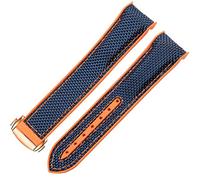 GGYTMQL Guarda Bracciale per Omega 300 Seamaster 600 Pianeta Oceano pieghevole piegatura con fibbia in silicone Nylon Accessori Watch Band (colore: arancione nero, dimensione: 22mm)