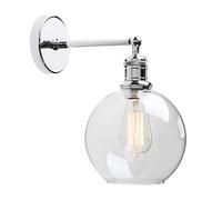GGYTMQL Illuminazione a soppalco Industriale Bar con Le luci murali, Lampada a Parete Nera Vintage con Una tonalità in Vetro Trasparente da 7,9 "per la Cucina per la Camera da Letto del