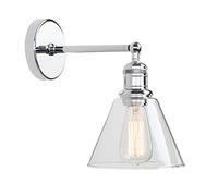 GGYTMQL Illuminazione a soppalco Industriale Bar Spazzolato a Parete con Le luci a Parete, Lampada da Parete Vintage con Un sfumatura in Vetro Trasparente per la Cucina per la Camera da Letto per la