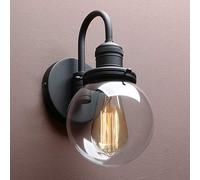 GGYTMQL Illuminazione Moderno Vintage Industriale Globo Sconce Parete con Il Paralume in Vetro Trasparente da 5,9 ”, per la Cucina da Ufficio Cucina Soggiorno Camera da Letto Bar (Nero)