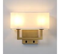 GGYTMQL Illuminazione Vintage Moderna Paralume in Lino a 2 Teste raccogliti da Parete, Accanto alla Lampada a Parete a LED con 2 pareti commutata per Le camere da Letto del Soggiorno Hotel e27 Vite