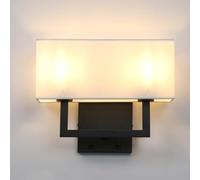 GGYTMQL Illuminazione Vintage Moderna Paralume in Lino a 2 Teste raccogliti da Parete, Accanto alla Lampada a Parete a LED con 2 pareti commutata per Le camere da Letto del Soggiorno Hotel e27 Vite