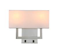 GGYTMQL Illuminazione Vintage Moderna Paralume in Lino a 2 Teste raccogliti da Parete, Accanto alla Lampada a Parete a LED con 2 pareti commutata per Le camere da Letto del Soggiorno Hotel e27 Vite