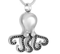 GGYTMQL Joyería cremación Collar de urna conmemorativa con Forma de pulpo para Mujeres, hubres, urnas de cremación para mascotas, joyería de recuerdo, soporte para cenizas