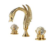 GGYTMQL Lavandino del lavandino, Rubinetto da Bagno in Oro di Lusso 3 Pezzi, 2 Manici per la casa miglioramento della casa tocchi di Bellezza di Bellezza, Oro (Nichel Spazzolato)