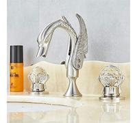 GGYTMQL Lavandino del lavandino, Rubinetto da Bagno in Oro di Lusso 3 Pezzi, 2 Manici per la casa miglioramento della casa tocchi di Bellezza di Bellezza, Oro (Nichel Spazzolato)
