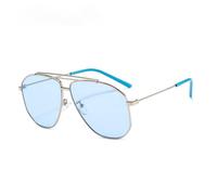 GGYTMQL Lega Poligono Occhiali Da Sole Per Gli Uomini Occhiali Da Sole Donne Retro Rosa Chiaro Oversize Shades, Argento blu, Taglia unica