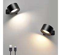 GGYTMQL Light da Parete a LED da 2 Pack, Interno a 360 ° Ricaricabili a 360 °, lampade a Parete a LED di Controllo, 3 Livelli di luminosità 3 modalità di Colore, Parete Wireless montata, luci di