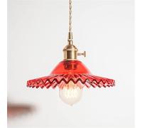GGYTMQL Luce a Sospensione per Interni Semplice Sala da Pranzo a Sospensione Old Shanghai Cafe V -Itage Pieglia di Artigianato - Luci a Ciondolo a LED di Rame (Verde)