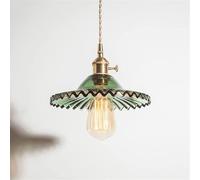 GGYTMQL Luce a Sospensione per Interni Semplice Sala da Pranzo a Sospensione Old Shanghai Cafe V -Itage Pieglia di Artigianato - Luci a Ciondolo a LED di Rame (Verde)