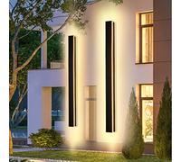 GGYTMQL Luci da Parete da Esterno LED LED Black Long Wall Sconce IP65 Ampieno Impermeabili Accendi per pareti rettangolari 3000K 48W Alluminio Esterno/Luce da Parete Interno per Giardino Terrazze