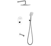 GGYTMQL Miscelatore termostatico nascosto per bagno Doccia Rubinetto Sistema Rettangolare ABS Pioggia Soffione Doccia Set Miscelatore Doccia Rubinetto per Bagno
