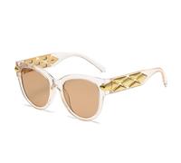 GGYTMQL Moda Occhio di Gatto Big Frame Fried Dough Twists Gamba Larga Occhiali Da Sole Delle Donne Vintage Premium Sunvisor UV400, Champagne, Taglia unica