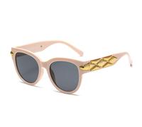 GGYTMQL Moda Occhio di Gatto Big Frame Fried Dough Twists Gamba Larga Occhiali Da Sole Delle Donne Vintage Premium Sunvisor UV400, Rosa e grigio., Taglia unica