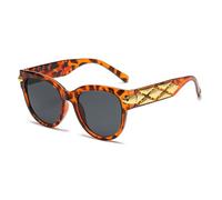 GGYTMQL Moda Occhio di Gatto Big Frame Fried Dough Twists Gamba Larga Occhiali Da Sole Delle Donne Vintage Premium Sunvisor UV400, Leopard, Taglia unica