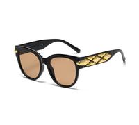 GGYTMQL Moda Occhio di Gatto Big Frame Fried Dough Twists Gamba Larga Occhiali Da Sole Delle Donne Vintage Premium Sunvisor UV400, Tè Nero, Taglia unica