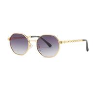 GGYTMQL Moda Poligono Occhiali Da Sole Donne Uomini Occhiali Da Sole Lady Metallo Retro, C02 Grigio Oro, Taglia unica