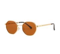 GGYTMQL Moda Poligono Occhiali Da Sole Donne Uomini Occhiali Da Sole Lady Metallo Retro, Tè oro C03, Taglia unica