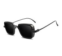 GGYTMQL Moda Quadrato Metallo Degli Uomini Occhiali Da Sole Vintage Anti-Riflettente Specchio Occhiali Design Classico Donne Occhiali Da Sole Uv400, Nero , Taglia unica