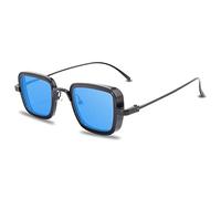 GGYTMQL Moda Quadrato Metallo Degli Uomini Occhiali Da Sole Vintage Anti-Riflettente Specchio Occhiali Design Classico Donne Occhiali Da Sole Uv400, Blu, Taglia unica