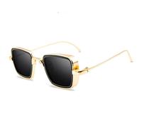 GGYTMQL Moda Quadrato Metallo Degli Uomini Occhiali Da Sole Vintage Anti-Riflettente Specchio Occhiali Design Classico Donne Occhiali Da Sole Uv400, Oro, Taglia unica