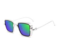GGYTMQL Moda Quadrato Metallo Degli Uomini Occhiali Da Sole Vintage Anti-Riflettente Specchio Occhiali Design Classico Donne Occhiali Da Sole Uv400, Verde, Taglia unica