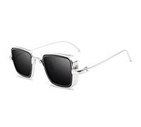 GGYTMQL Moda Quadrato Metallo Degli Uomini Occhiali Da Sole Vintage Anti-Riflettente Specchio Occhiali Design Classico Donne Occhiali Da Sole Uv400, grigio, Taglia unica