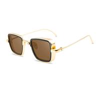 GGYTMQL Moda Quadrato Metallo Degli Uomini Occhiali Da Sole Vintage Anti-Riflettente Specchio Occhiali Design Classico Donne Occhiali Da Sole Uv400, Auburn, Taglia unica