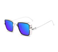 GGYTMQL Moda Quadrato Metallo Degli Uomini Occhiali Da Sole Vintage Anti-Riflettente Specchio Occhiali Design Classico Donne Occhiali Da Sole Uv400, Viola, Taglia unica