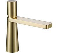 GGYTMQL Moderno manico in ottone singolo lavandino da bagno rubinetto a rotazione a 360 gradi a rotazione a bacino montato con un miscelatore ad acqua fredda e gollo spazzolato Design elegante per