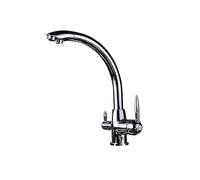 GGYTMQL Montato sul ponte Bianco Bianco 3 Ways Purificazione Rubinetto Della Cucina Doppio Uscita Acqua Filtro Thermosir Tocca per Cucina Doppia Maniglia (Beige a Pois )