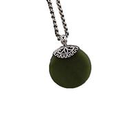 GGYTMQL Necclace925 Silver Green Natural Green Jade Round Pendants for Women Gemsone Fine Jewelry Thai Silver Collana