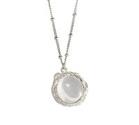 GGYTMQL Necklace 925 Sterling Silver Silver Round Round Transparent Cionclace Long Chain Ladies Ladies Exquisite Party a Pendente Gioiello Gioiello Colora (Colore Gemma: Argento Chiaro)