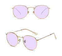 GGYTMQL Nuovi occhiali da sole rotondi 2025 donne per gli uomini occhiali da sole Steampunk Vintage Punk Metal Shades, Oro viola., Taglia unica