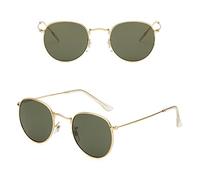 GGYTMQL Nuovi occhiali da sole rotondi 2025 donne per gli uomini occhiali da sole Steampunk Vintage Punk Metal Shades, Oro Drak Verde, Taglia unica
