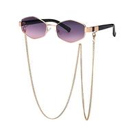GGYTMQL Nuovo 2025 Catena Irregolare Piccolo Quadrato Occhiali Da Sole Per Le Donne Catena Pendente Occhiali Da Sole Femminile Lega Occhiali Uv400, Grigio e rosa., Taglia unica